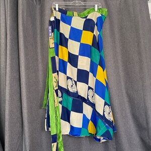 Darngood Blue Sari Wrap Midi Skirt